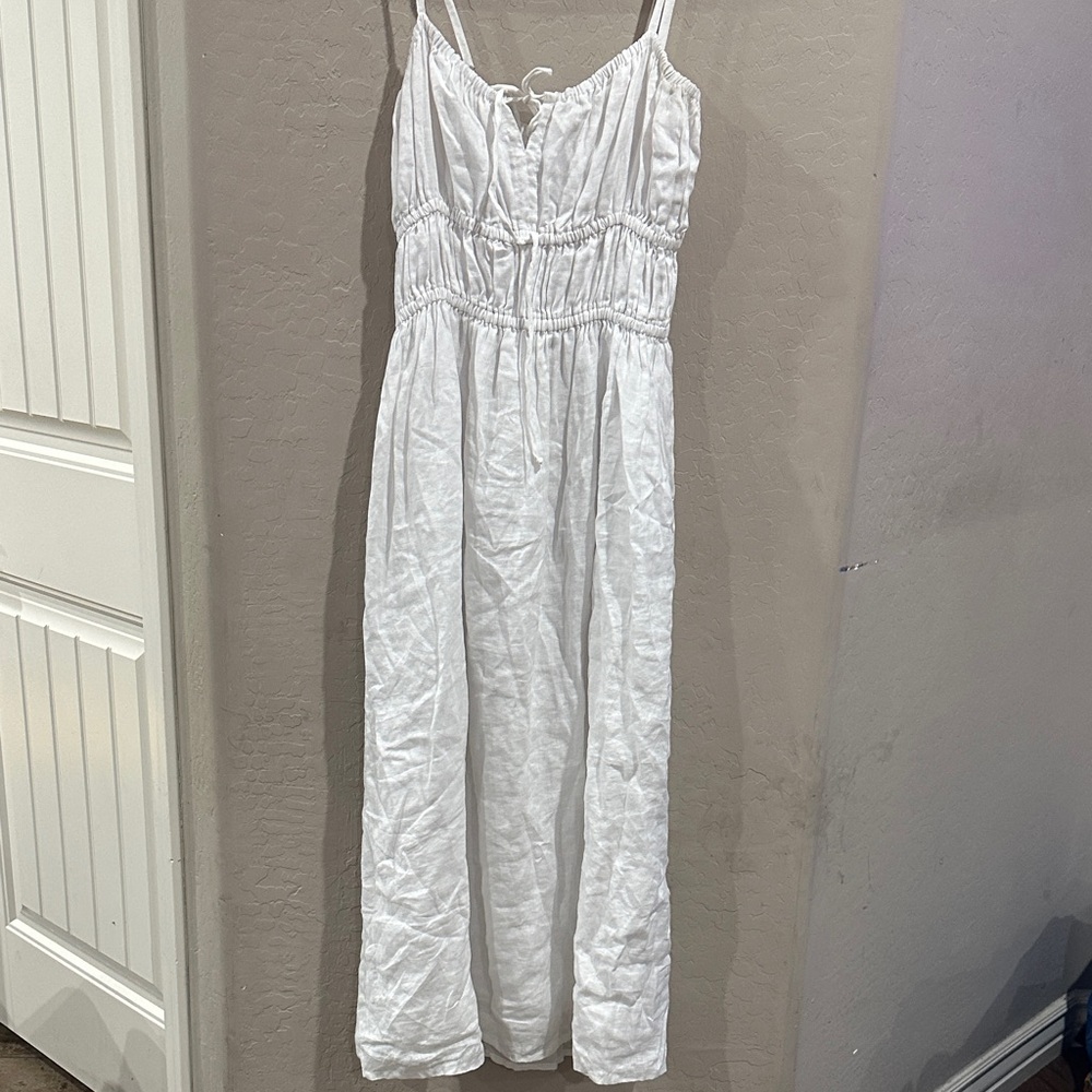 Faithfull the Brand White Linen Maxi Dress